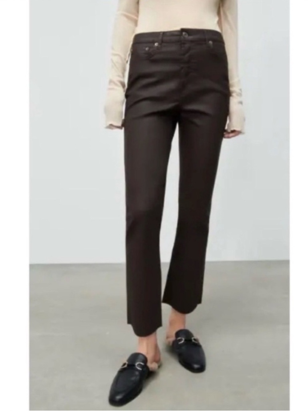 Zara The Dreed Flare in coated mocha Size 2 NWT